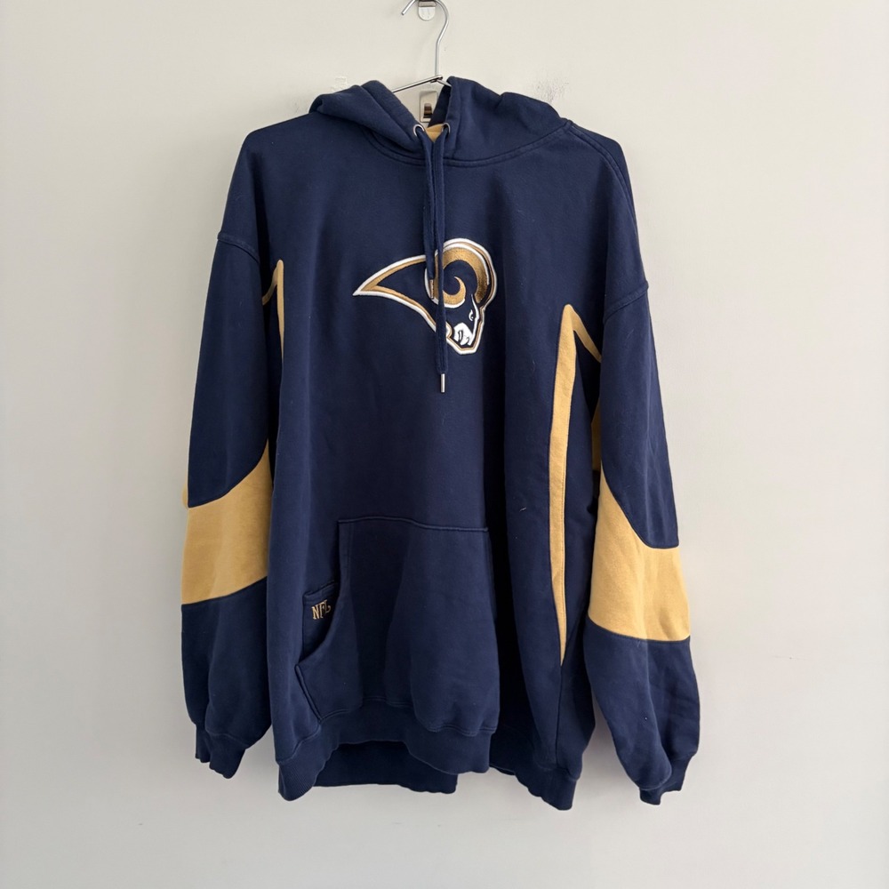 NFL Los Angeles Rams Mens Blue Gold Embroidered Hoodie Sweatshirt